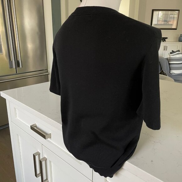 III Viviniko Rare SS Crew Neck Knit Top w Raised Graphics Blk Red Blue Sz M - Picture 5 of 11